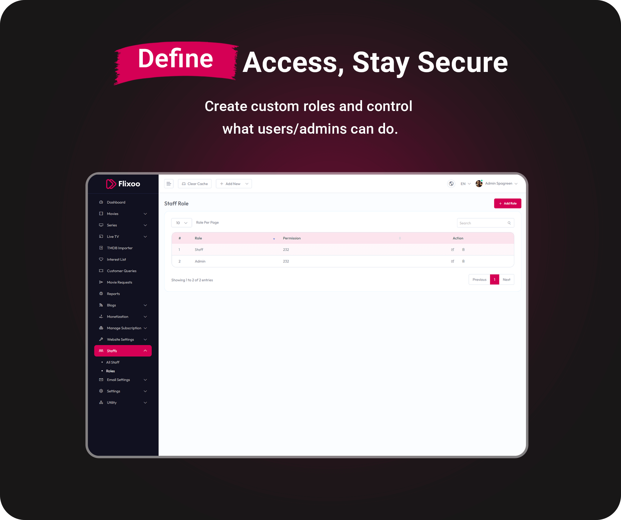 Flixoo User Roles & Permissions