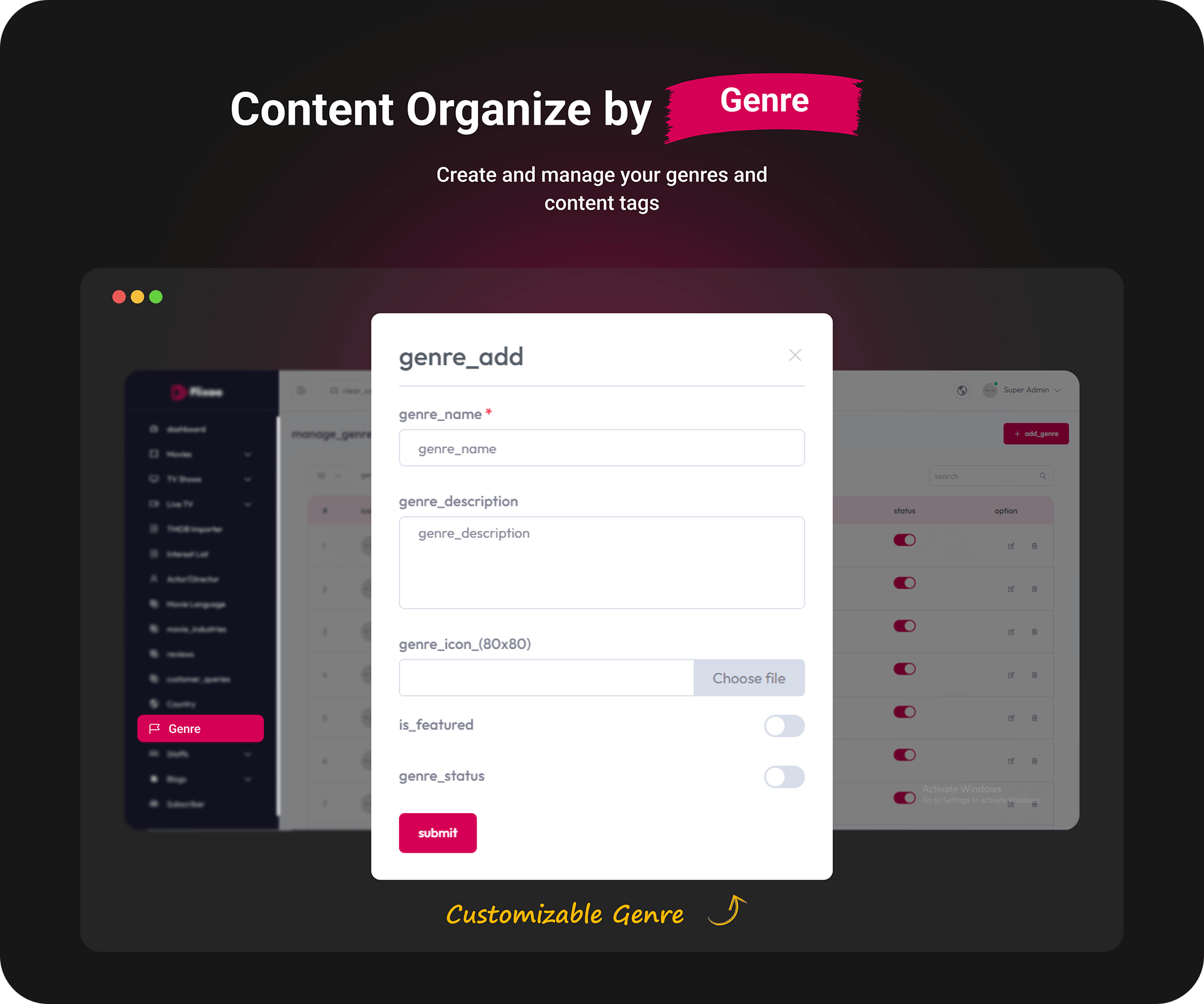 Flixoo Customizable Genre
