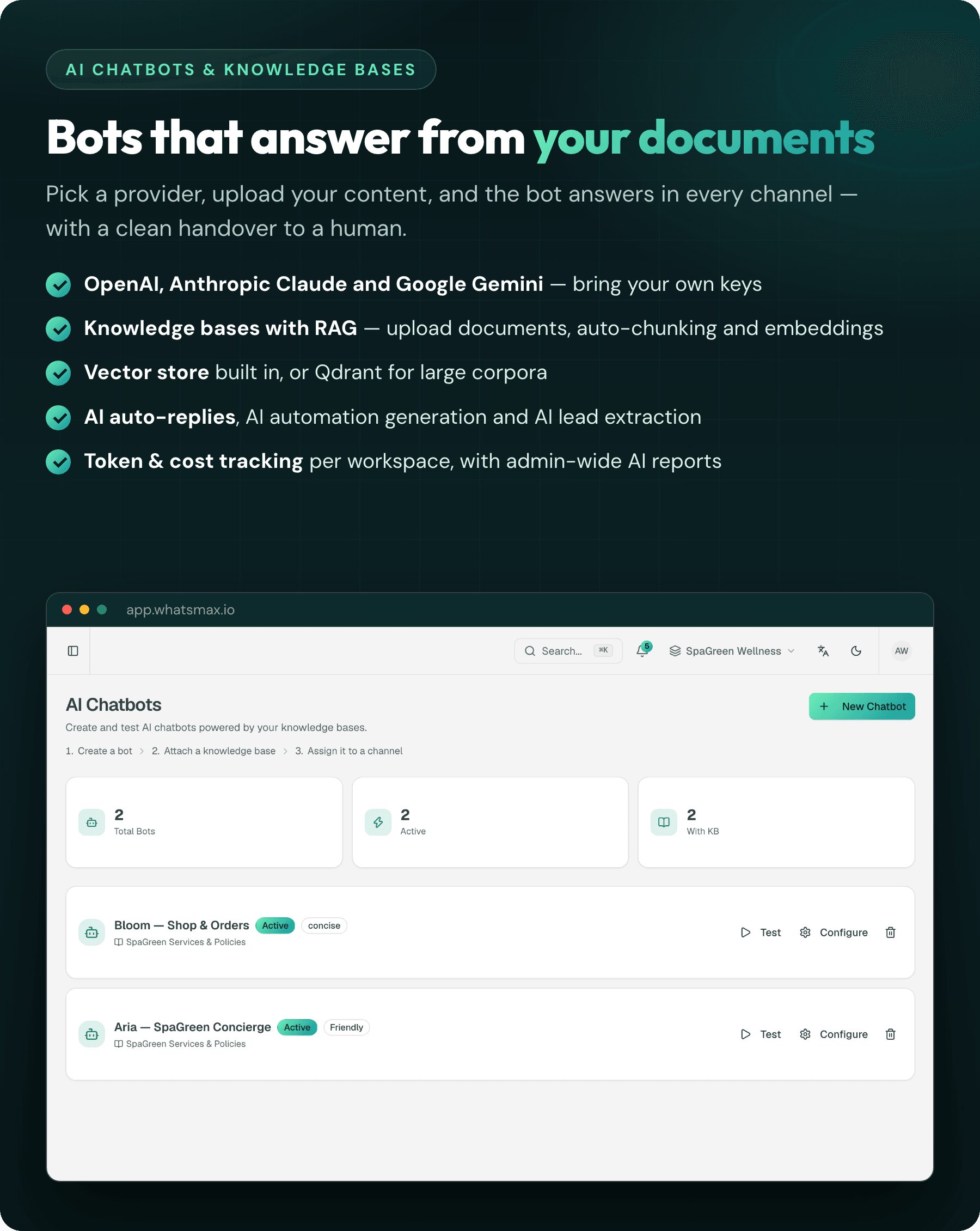 AI chatbots grounded in your own knowledge bases