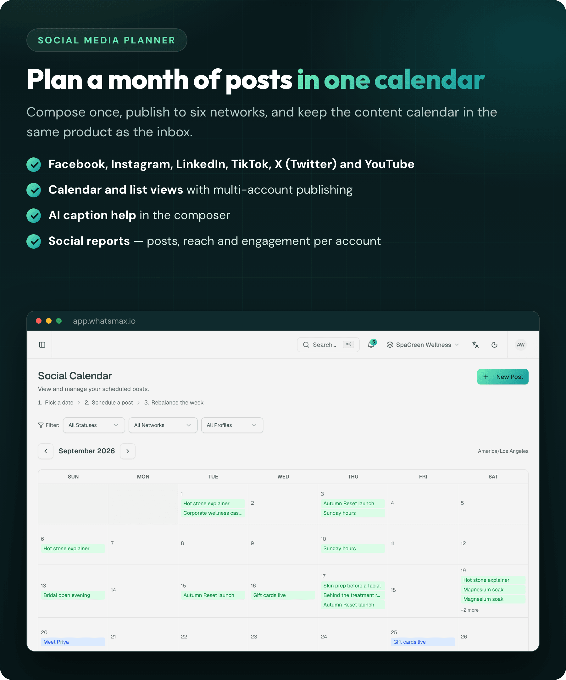 Social media planner with content calendar