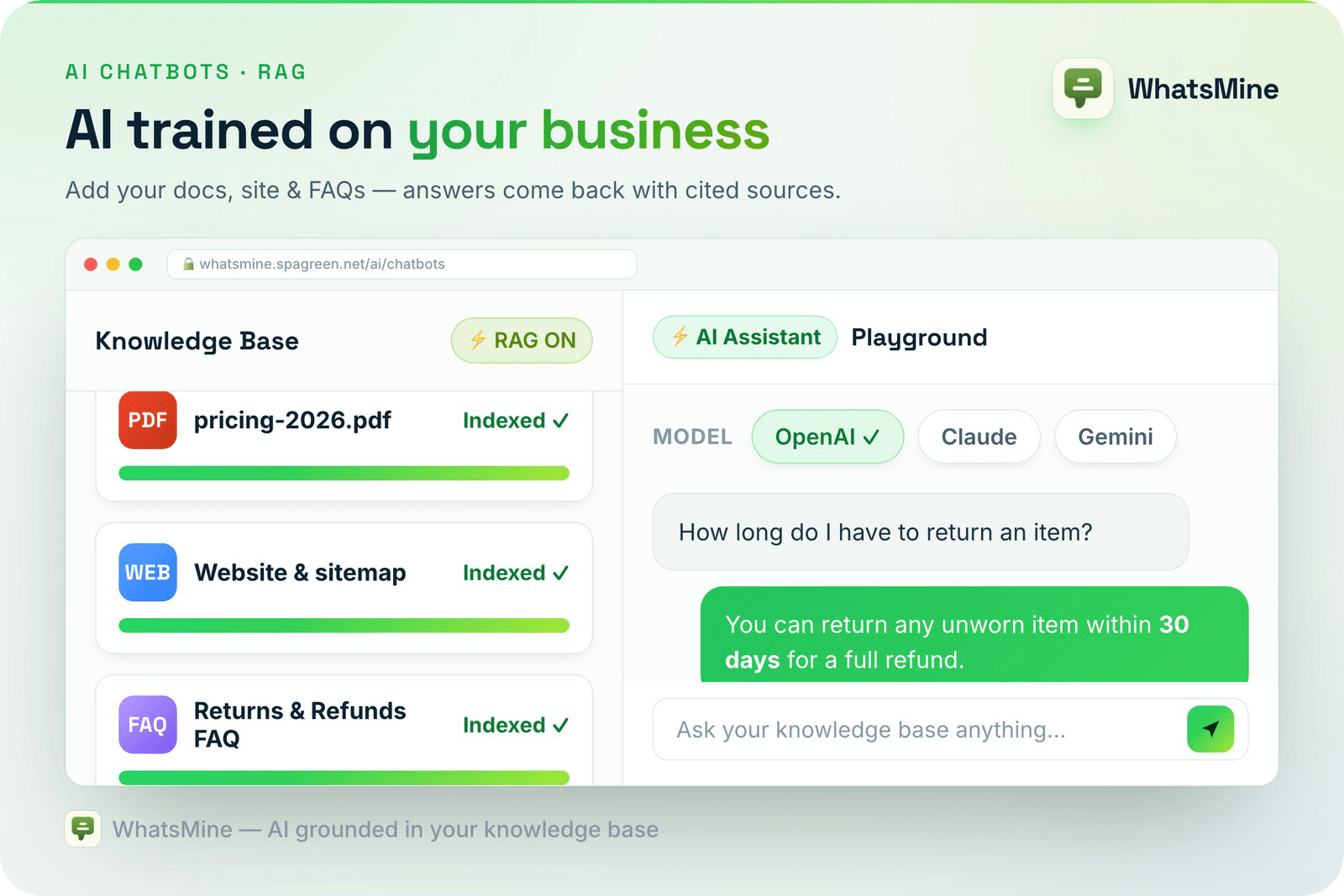 WhatsMine — AI Omnichannel Marketing, Automation & Chatbot SaaS (WhatsApp, Messenger, SMS & Email)