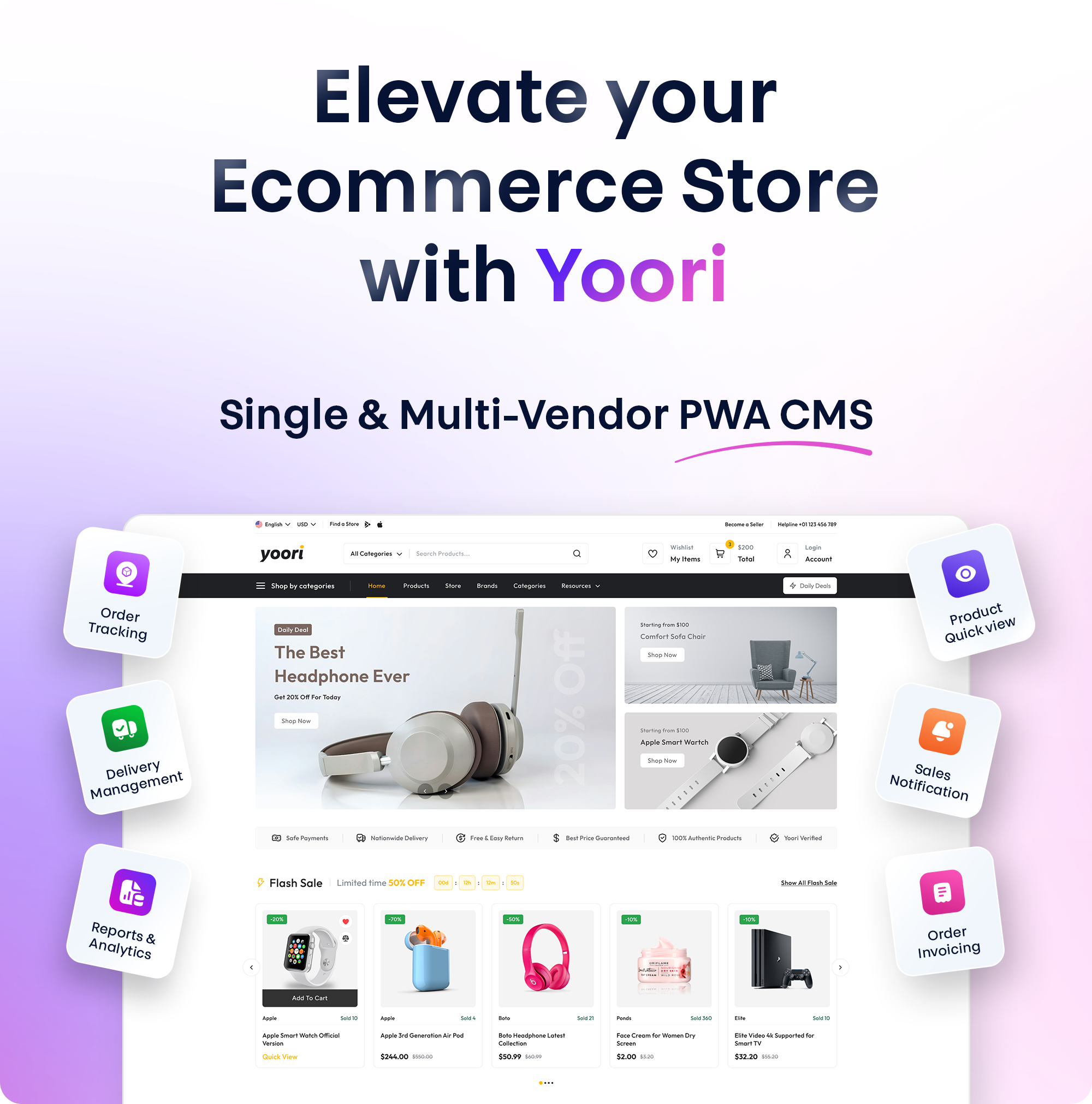 YOORI eCommerce | Single & Multi-Vendor PWA Marketplace CMS