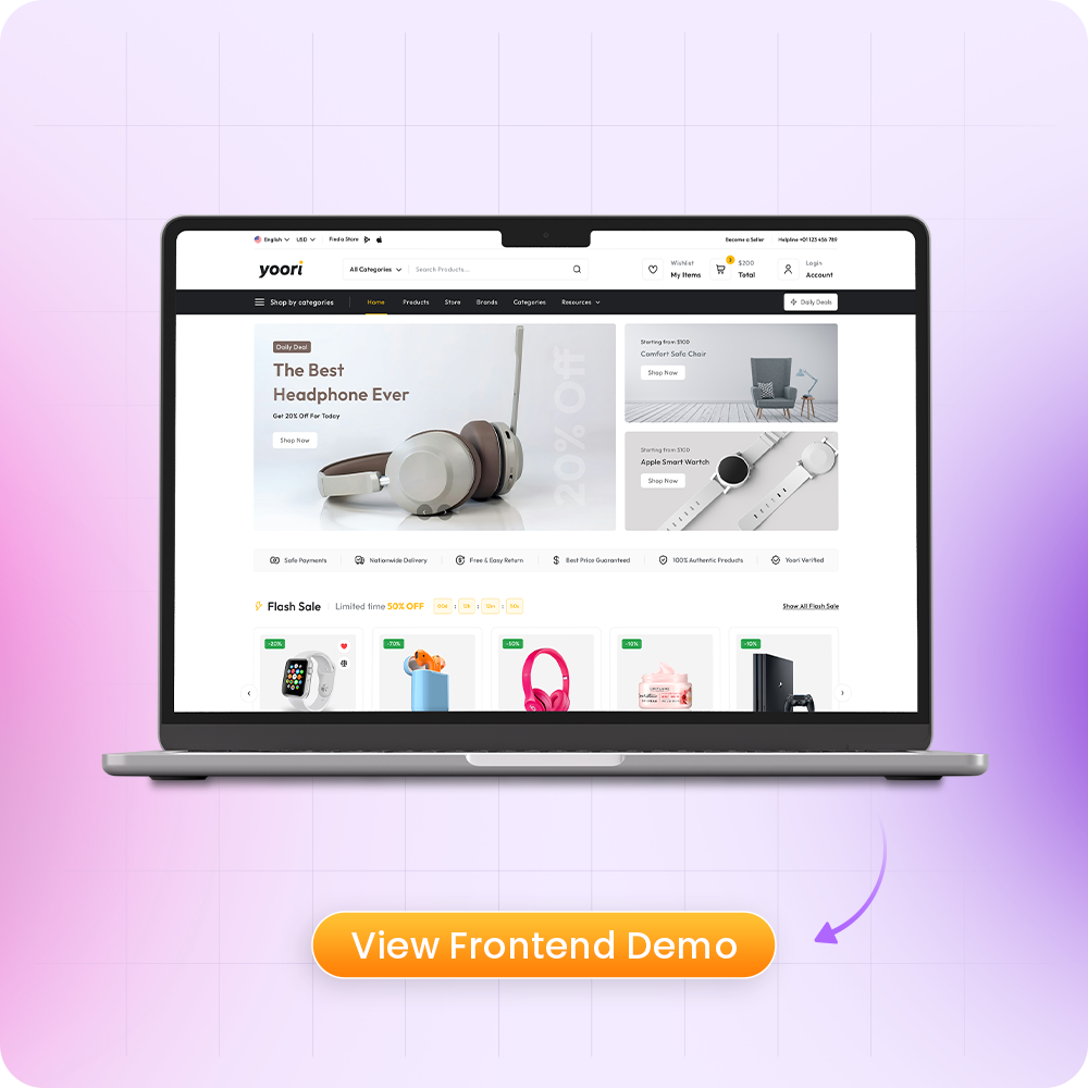 YOORI eCommerce | Single & Multi-Vendor PWA Marketplace CMS